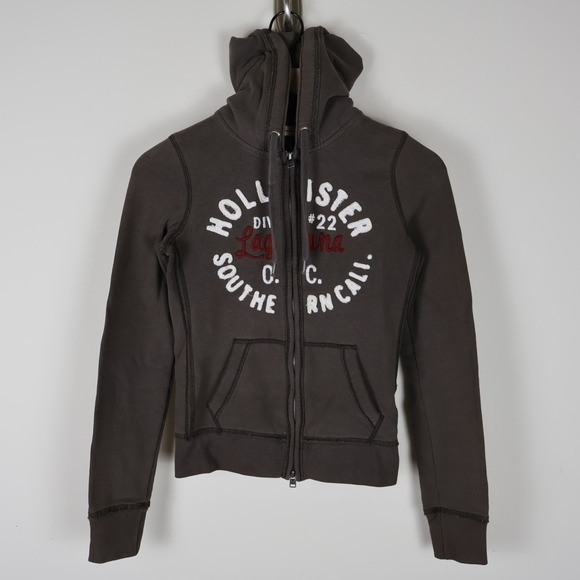 Hollister Tops - Hollister Laguna OC Southern Cal Women's Full Zip Hoodie Brown XS 16x20